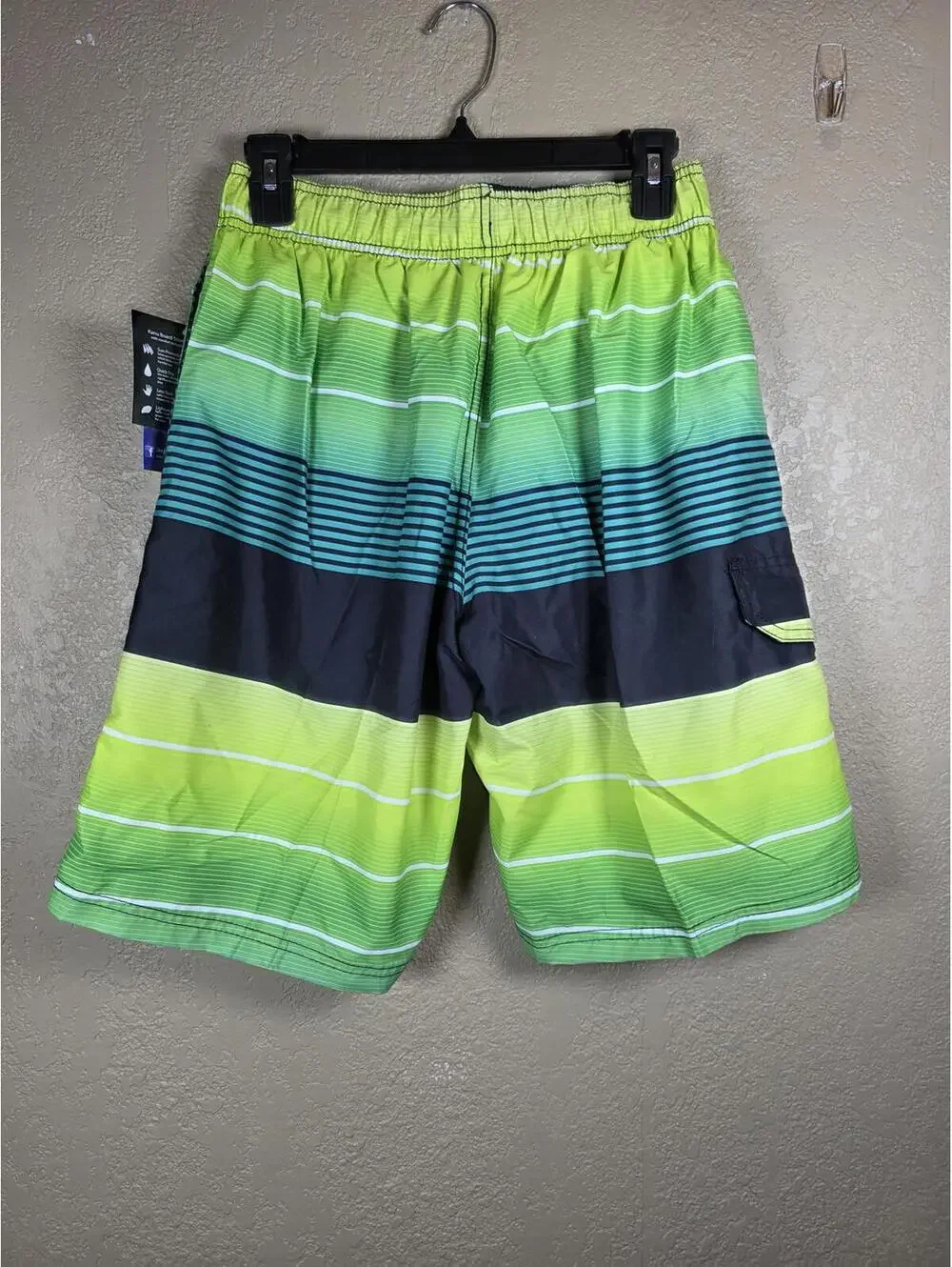 KANU SURF MEN’S FLEX SWIM TRUNKS ECHELON BLACK/GREEN SIZE SMALL
